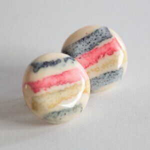 Vintage Retro 80s Chunky Stripe Plastic Acrylic Clip On Earrings